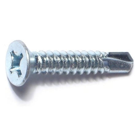 Midwest Fastener Self-Drilling Screw, #12 x 1-1/4 in, Zinc Plated Steel Flat Head Phillips Drive, 100 PK 50900